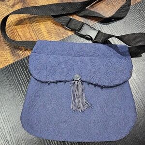 Navy Blue Crossbody Bag with Tassel